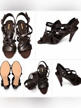 Max Studio Dark Brown Strappy High Heel Sandals